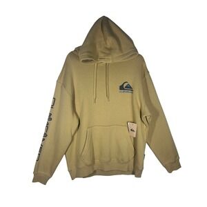 Quiksilver Men's Tan‎ Logo Graphic Hoodie Pullover Hooded Sweatshirt Medium NEW
